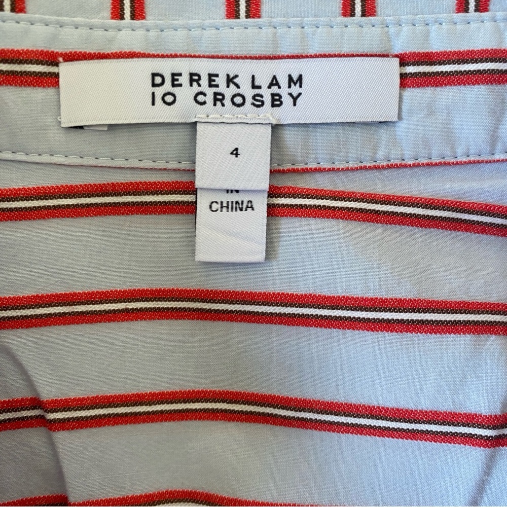 Derek Lam 10 Crosby Shirt Dress Sz 4‎ Striped Satina Preppy Academia - Picture 3 of 12